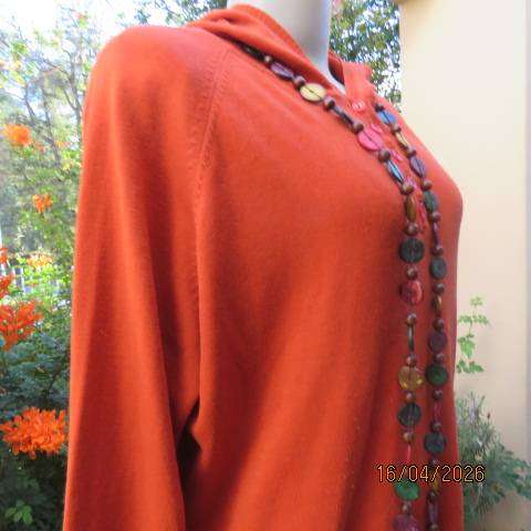 ACTIFF burnt orange 100% acrylic knit hooded slip over sweater size 42