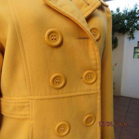 X C saffron yellow jacket with double breast look and high fold-over collar, size 34