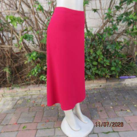 My Mode raspberry pink ankle-length textured stretch polyester A-line skirt elastic waist size 44