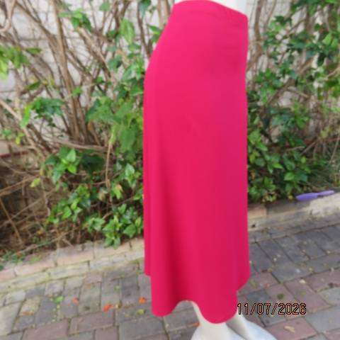 My Mode raspberry pink ankle-length textured stretch polyester A-line skirt elastic waist size 44