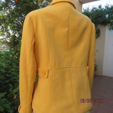 X C saffron yellow jacket with double breast look and high fold-over collar, size 34