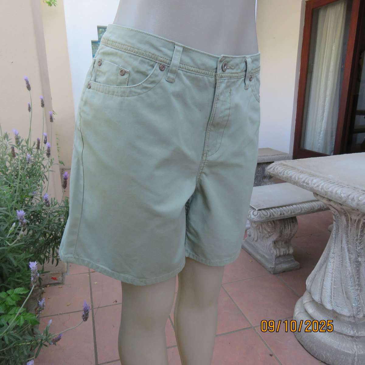FADED GLORY light olive green ladies 100% cotton shorts size 36.