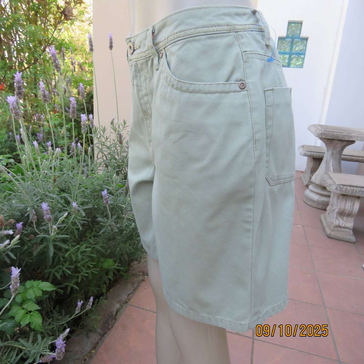 FADED GLORY light olive green ladies 100% cotton shorts size 36.