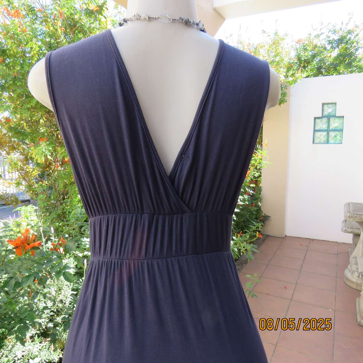 LIFESTYLE dark slate grey maxi dress in viscose stretch. Double elasticated waist. Size 34-36