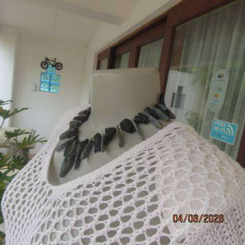 Cherokee light cream slip-over hooded top in crochet and knit work, size 46