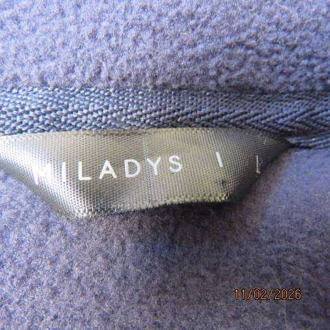 MILADYS navy warm waistcoat-sleeveless jacket in thick brushed polyester. Zip up front. Size 40-42