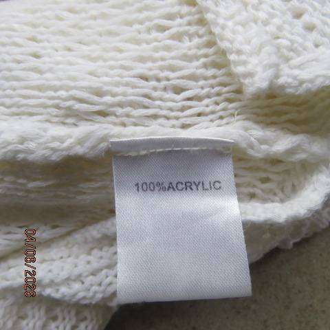Cherokee light cream slip-over hooded top in crochet and knit work, size 46