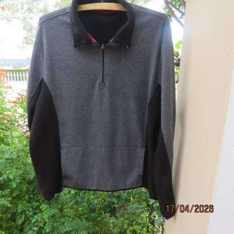 Woolworths men's grey and black stretch polyester long sleeve slip-over top XL