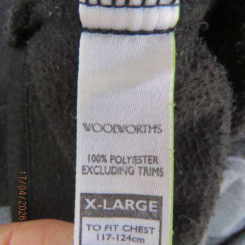 Woolworths men's grey and black stretch polyester long sleeve slip-over top XL