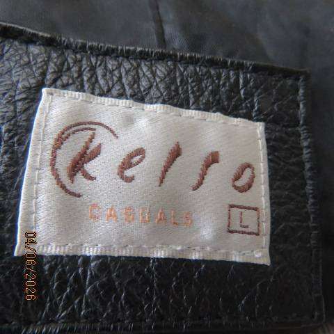 Kelso black genuine nappa leather long sleeve jacket with 2 button closure size 38