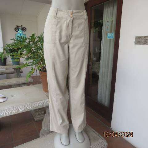 MILADYS beige 100% cotton ladies casual pants with pockets, size 38