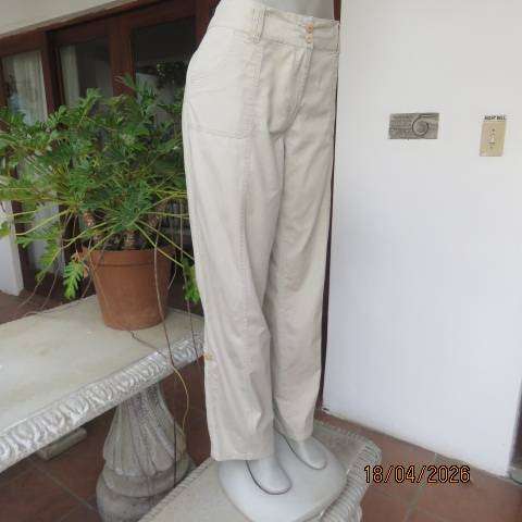 MILADYS beige 100% cotton ladies casual pants with pockets, size 38