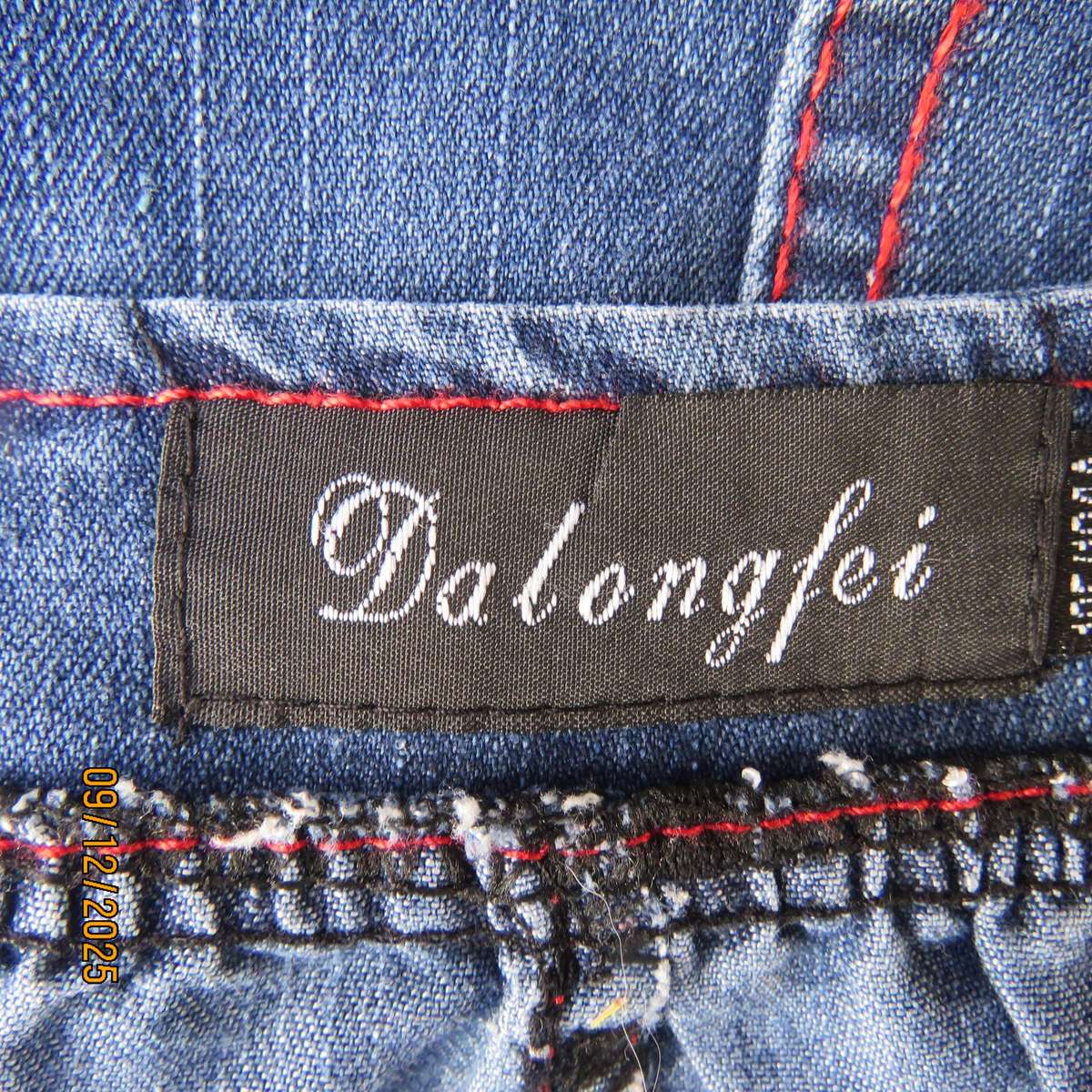 Blue denim pinafore style long top-short dress. Polycotton. Size 38.