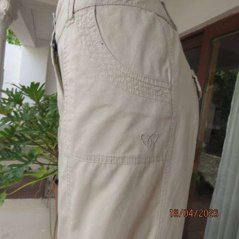 MILADYS beige 100% cotton ladies casual pants with pockets, size 38