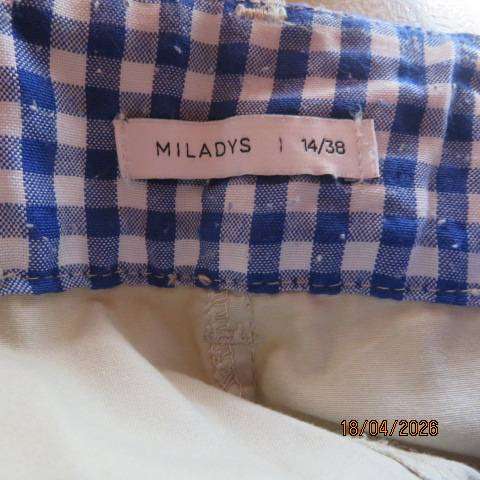 MILADYS beige 100% cotton ladies casual pants with pockets, size 38