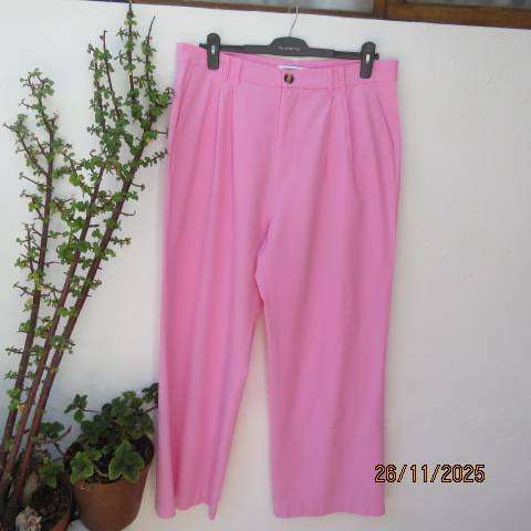 WOOLWORTHS cotton-rayon flamingo pink straight legged pants in size 42