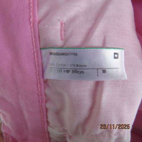 WOOLWORTHS cotton-rayon flamingo pink straight legged pants in size 42