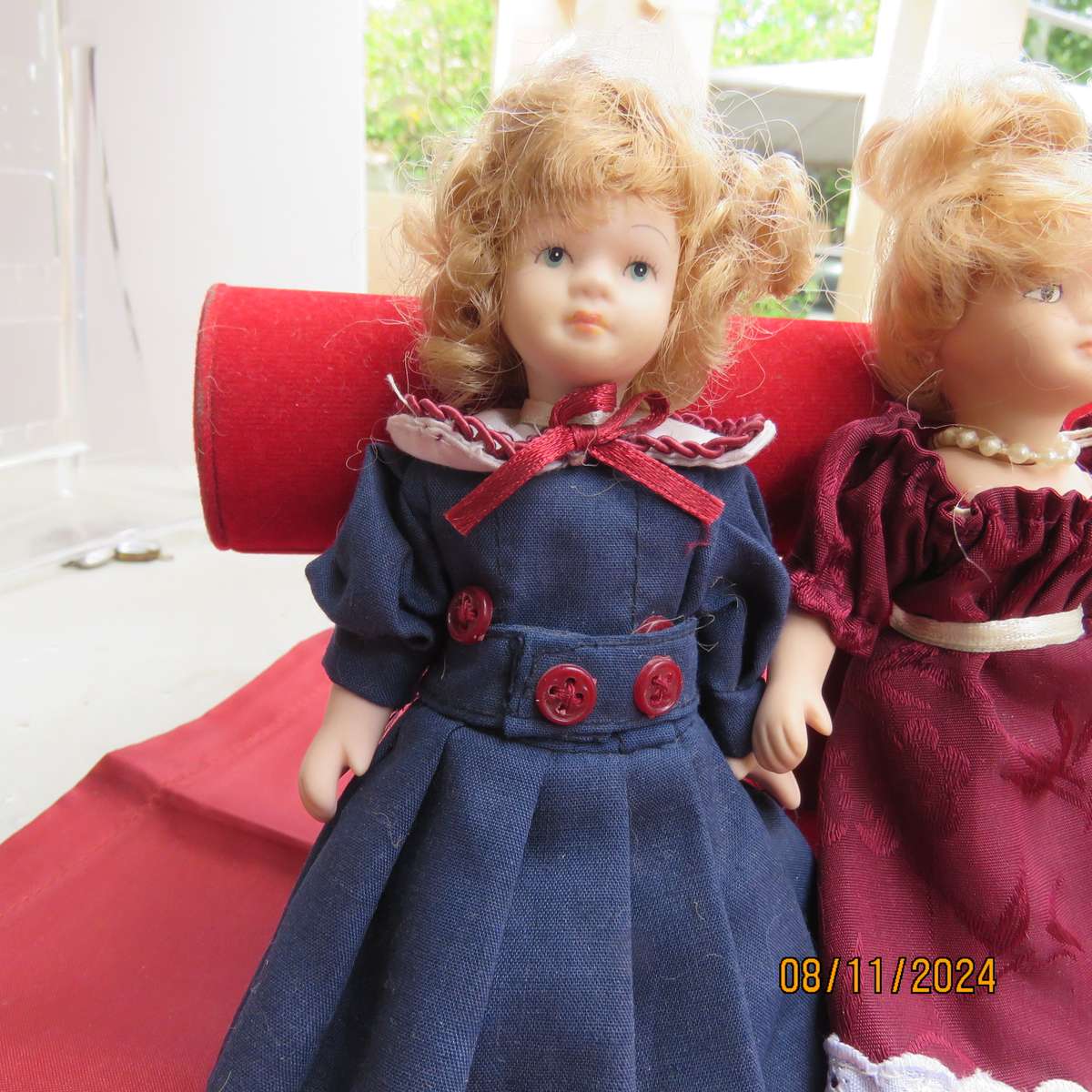Set of 3 antique dolls. Height 15.5cm. All dresses, with hair and limbs in tact.