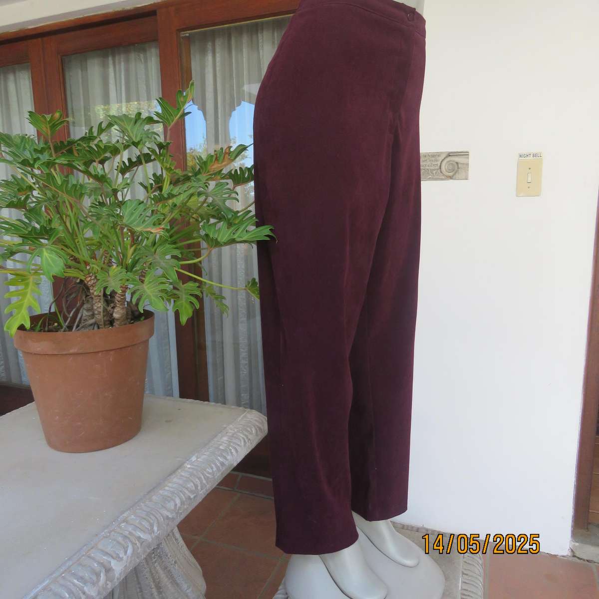 BAMBOO dark plum dress pants size 40. Elasticated back. Tapered legs.