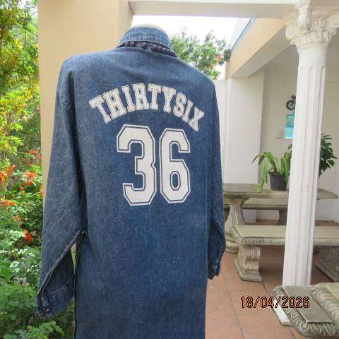 New Feeling blue denim long sleeve coat style button down ankle length dress size 38