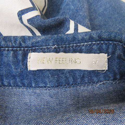 New Feeling blue denim long sleeve coat style button down ankle length dress size 38
