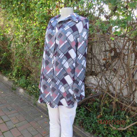 René Taylor long cuffed sleeve colour blocked button-down shirt in grey pink purple size 42-44
