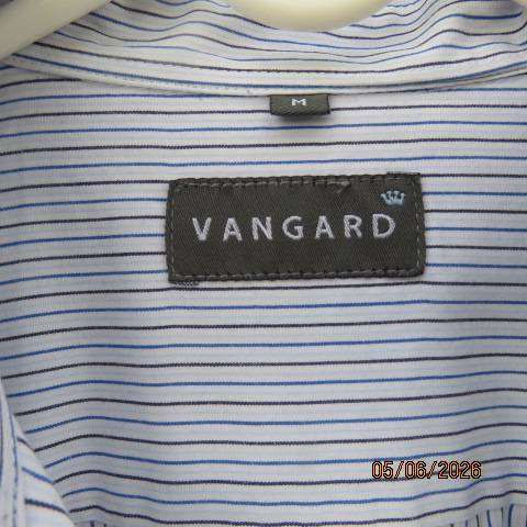 VANGARD men's pale blue polycotton shirt with thin stripes, size medium -108cm chest