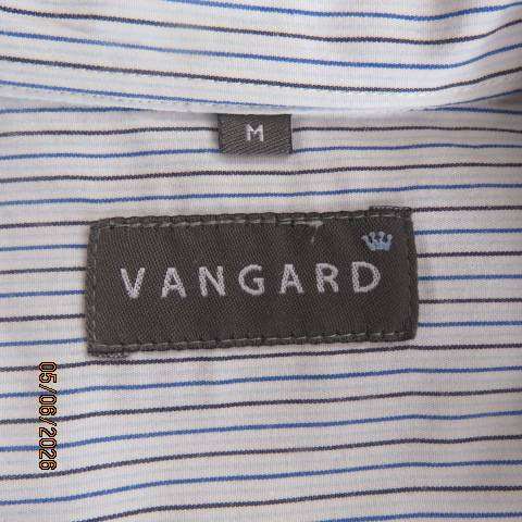 VANGARD men's pale blue polycotton shirt with thin stripes, size medium -108cm chest
