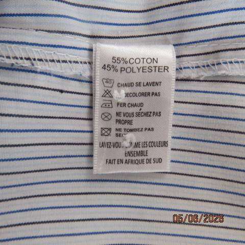 VANGARD men's pale blue polycotton shirt with thin stripes, size medium -108cm chest