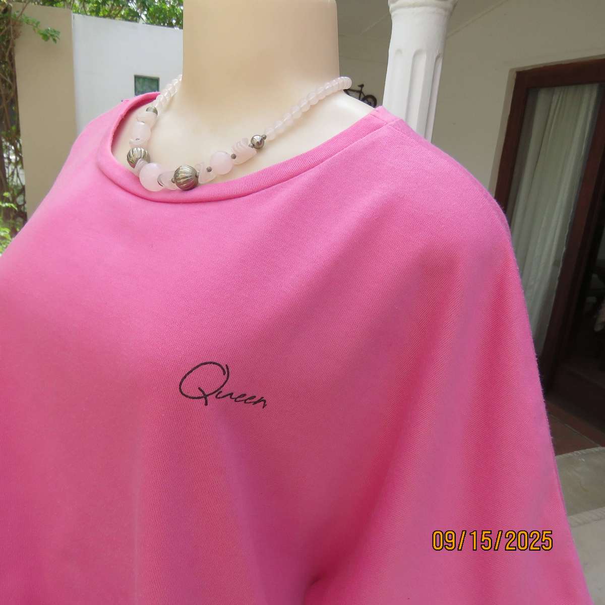 EXACT deep pink casual slip over stretch polyester top size 44