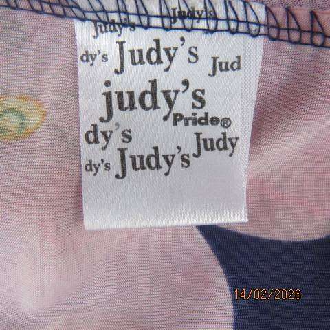 JUDY'S PRIDE floral stretch soft polyester slip over dress with side gathering. Size 36