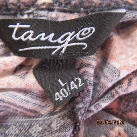 Tango long sleeve polyester stretch top in horizontal peach black white lines size 42