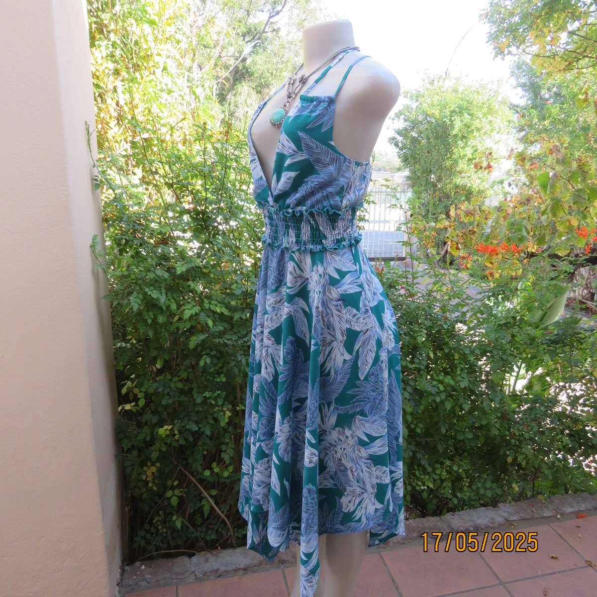 MISS L cool strappy dress size 30 with flare asymmetrical bottom and elasticated waist/