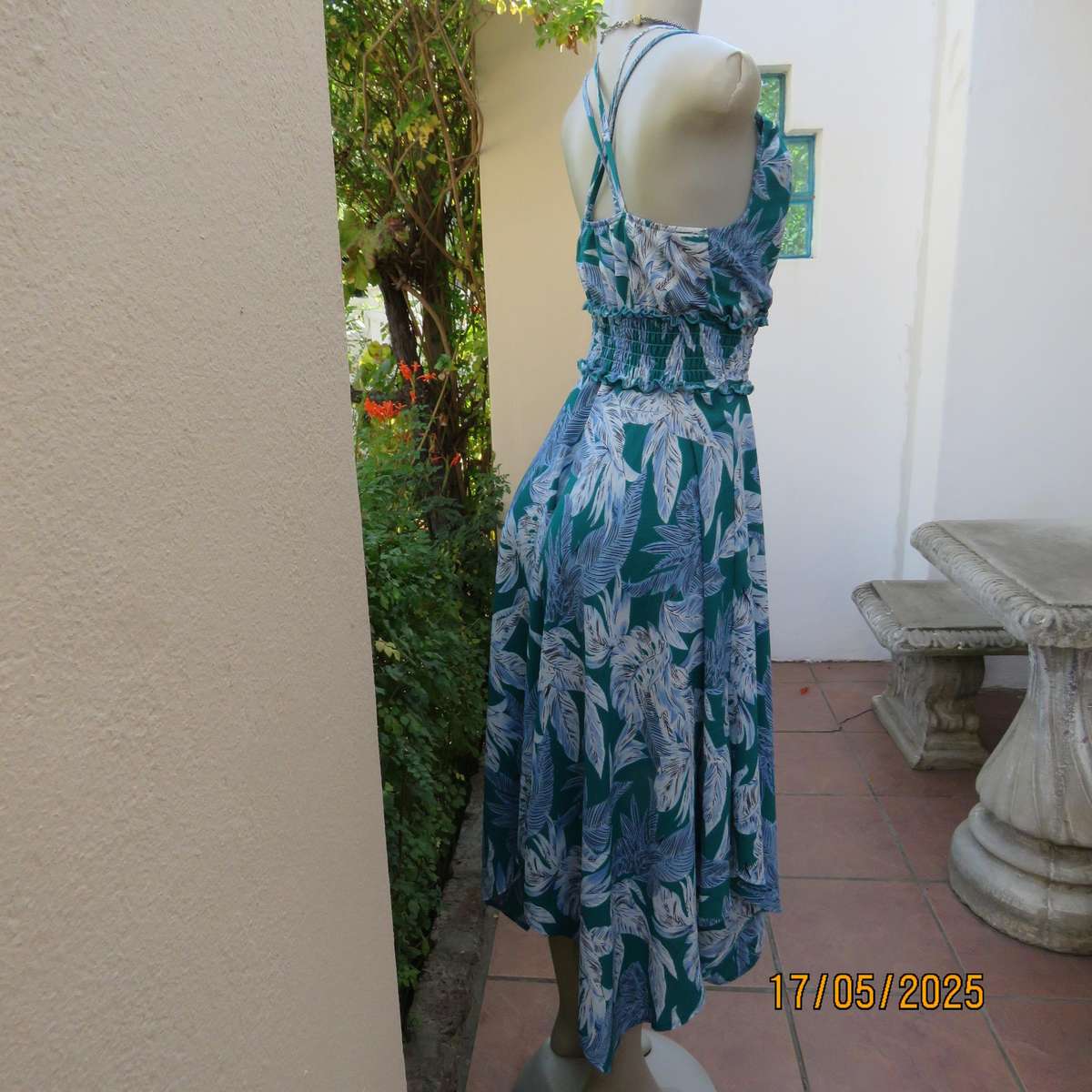 MISS L cool strappy dress size 30 with flare asymmetrical bottom and elasticated waist/