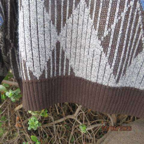 DINO MILANO men's long sleeve knitted pullover sweater in brown with diamond pattern, size L