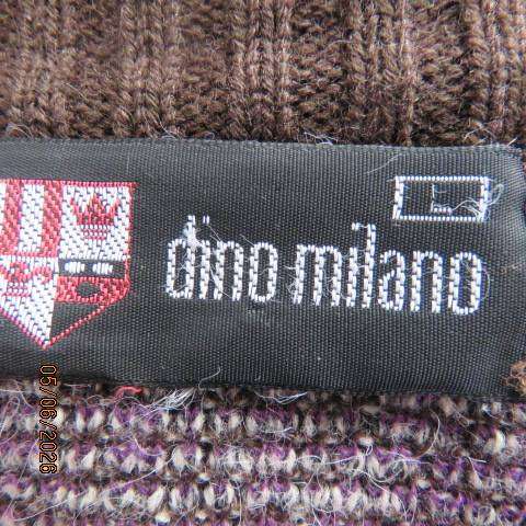 DINO MILANO men's long sleeve knitted pullover sweater in brown with diamond pattern, size L