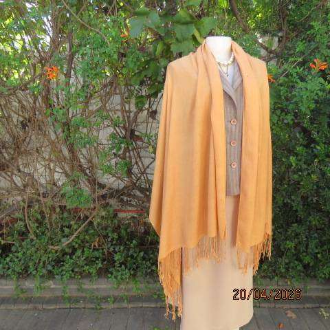 Marmalade colour long cotton fringed throw 187cm x 97cm