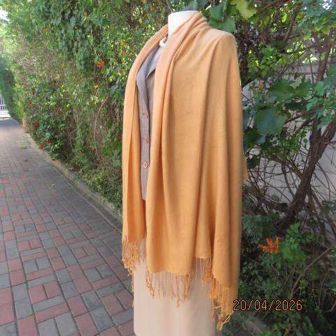 Marmalade colour long cotton fringed throw 187cm x 97cm