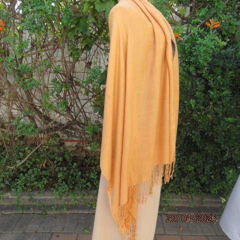 Marmalade colour long cotton fringed throw 187cm x 97cm