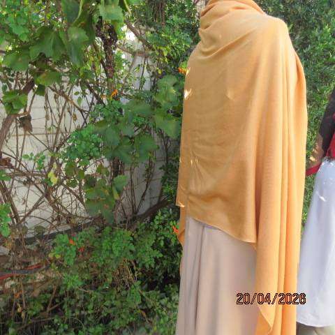 Marmalade colour long cotton fringed throw 187cm x 97cm