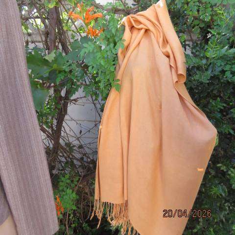 Marmalade colour long cotton fringed throw 187cm x 97cm