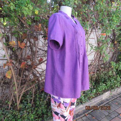 CANDA purple 100% linen button-down short sleeve top from Canada, size 42
