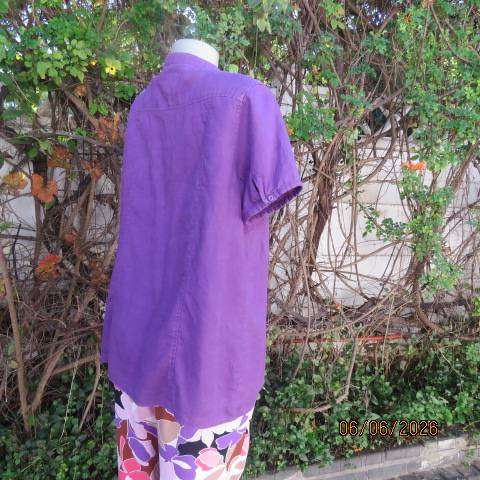 CANDA purple 100% linen button-down short sleeve top from Canada, size 42