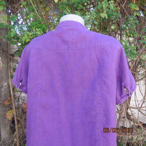 CANDA purple 100% linen button-down short sleeve top from Canada, size 42