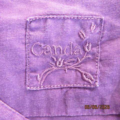 CANDA purple 100% linen button-down short sleeve top from Canada, size 42