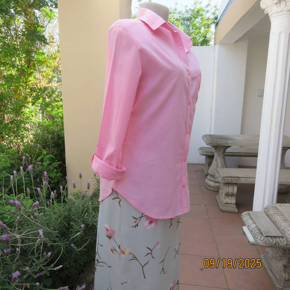 POISE cherry blossom pink long sleeve top in cotton. Size 34