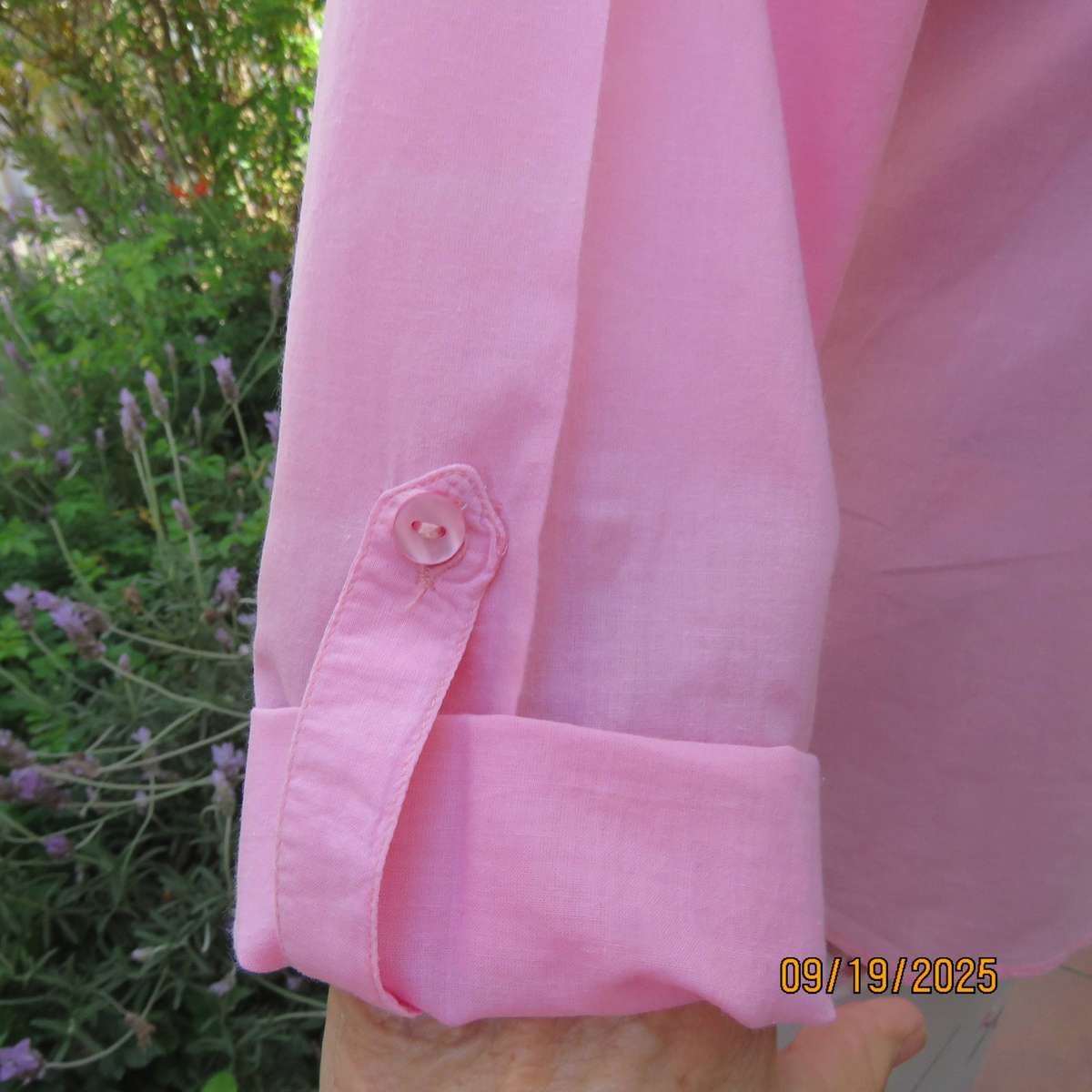 POISE cherry blossom pink long sleeve top in cotton. Size 34