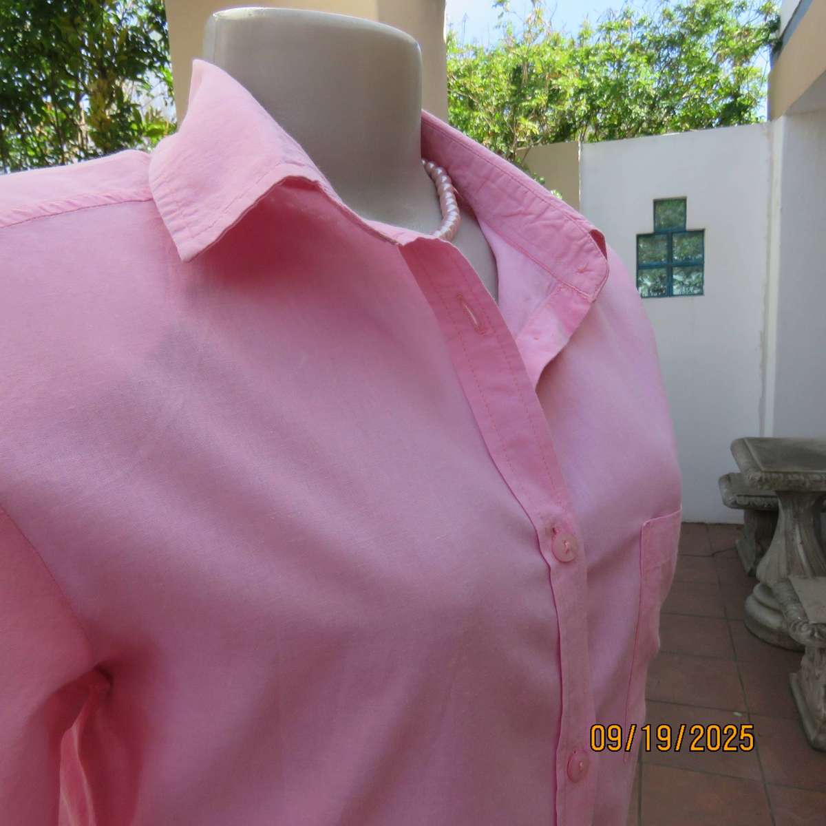 POISE cherry blossom pink long sleeve top in cotton. Size 34