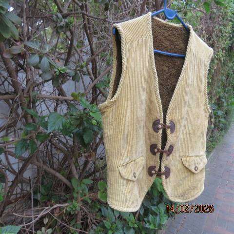 SAMSON men's granola colour corduroy waistcoat with warm brown inner. Size Medium