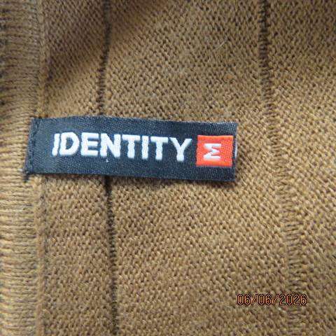 IDENTITY gingerbread brown acrylic knit jumper with horizontal pattern, size 36